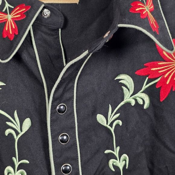 Scully Mens Embroidered Western Shirt Black Red XXL - Picture 6 of 13